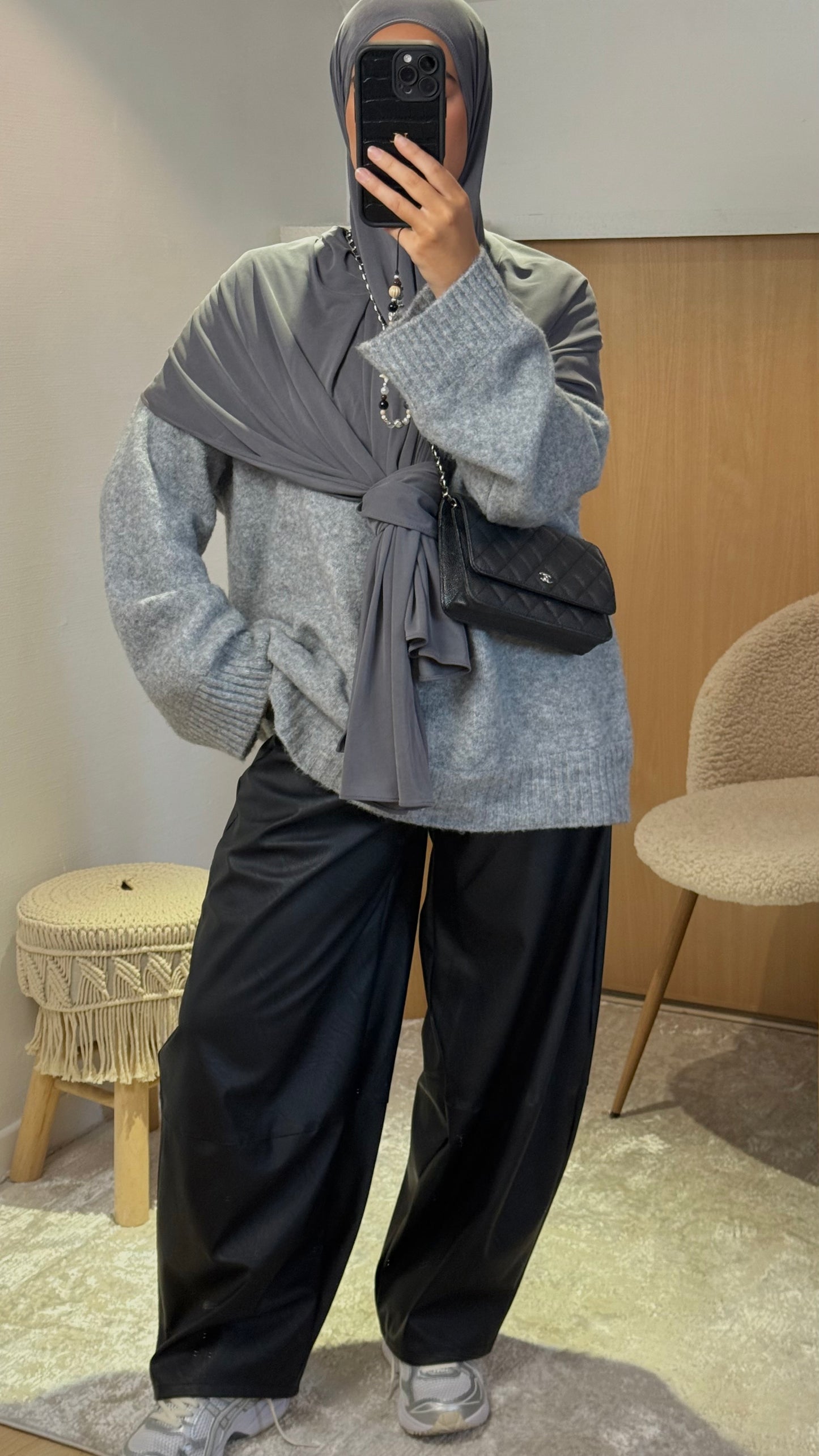 Pantalon barrel similicuir