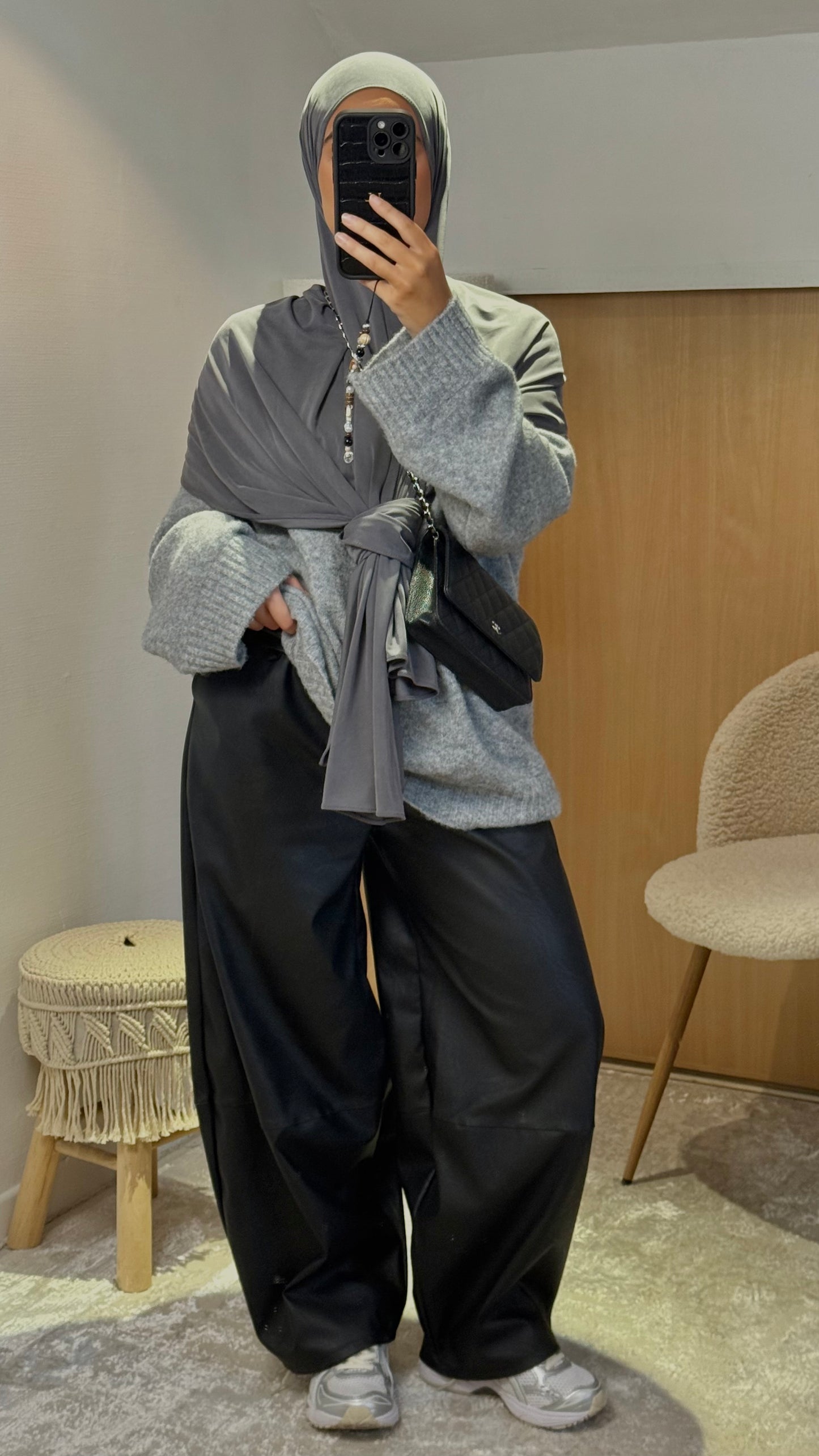 Pantalon barrel similicuir